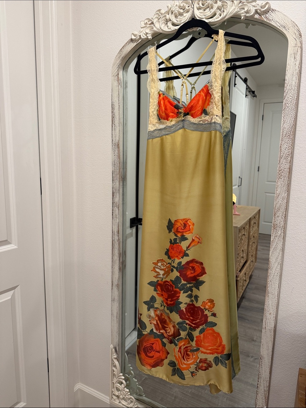 Free People Satin and lace Floral Slip Dress dress.